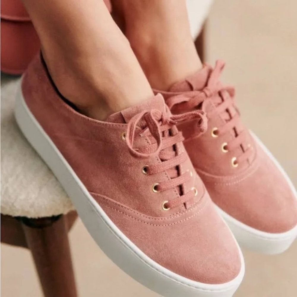 Fun Pink Suede Women's Sneakers by French brand Sézane